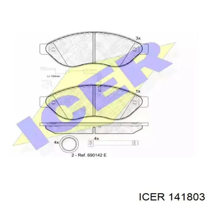 Передні тормозні колодки 141803 Icer