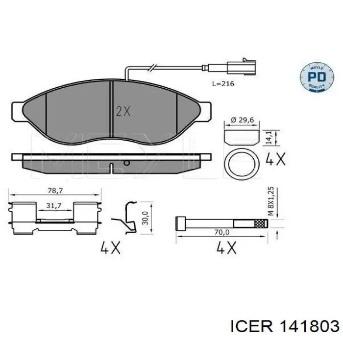 141803 Icer Передні гальмівні колодки