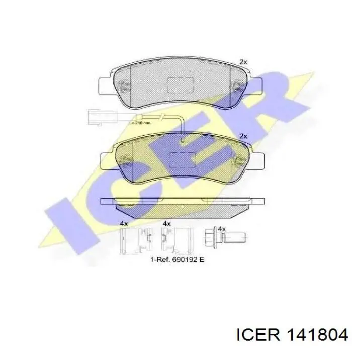 141804 Icer Колодки гальмівні задні, дискові