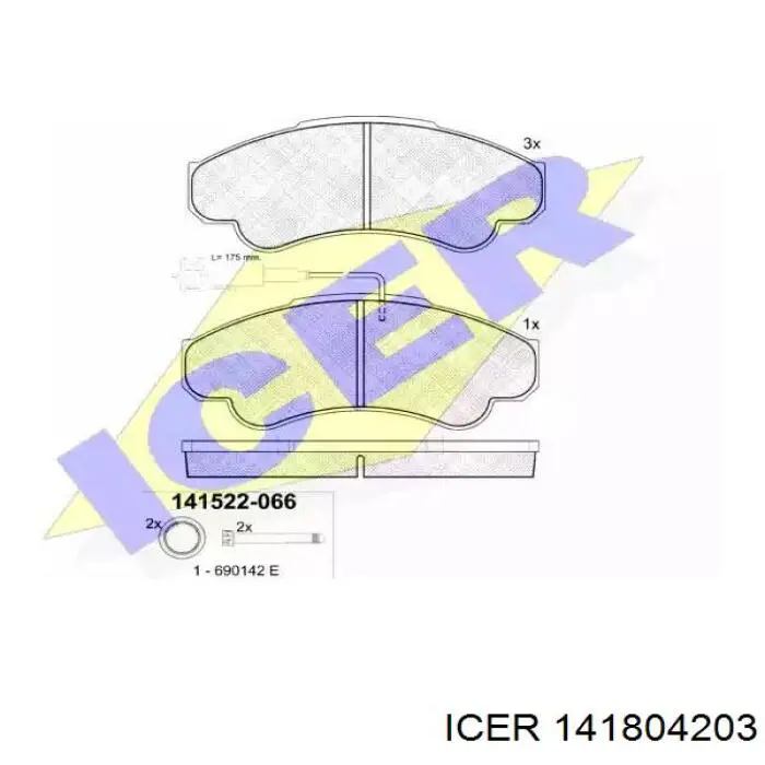 141804203 Icer Колодки гальмівні задні, дискові