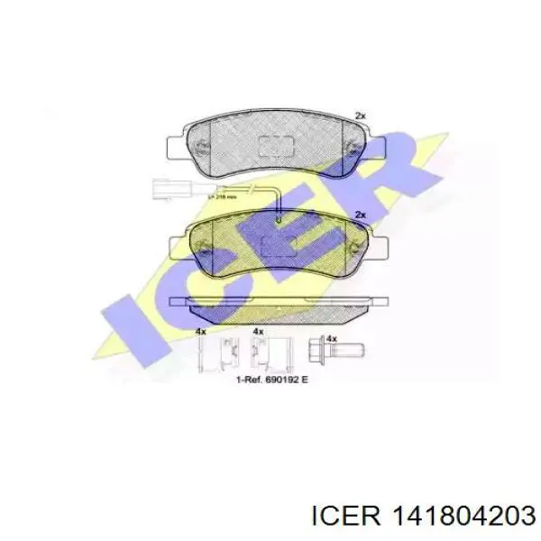 Задні гальмівні колодки 141804203 Icer