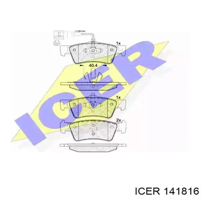 Задні гальмівні колодки 141816 Icer