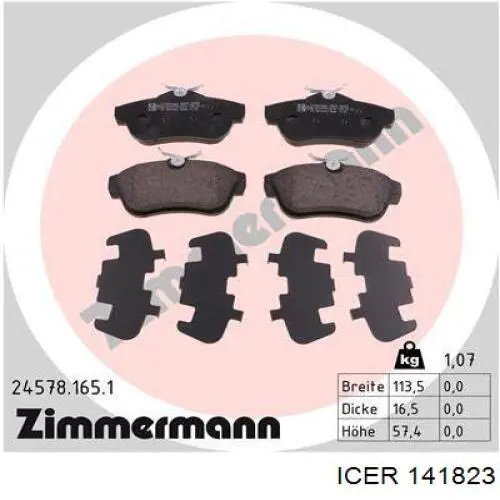 Задні гальмівні колодки Icer 141823 ціна, від 16.67 USD
