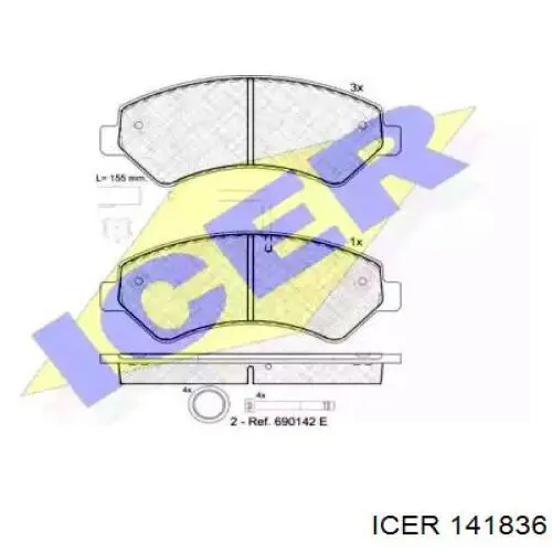 141836 Icer колодки гальмівні передні, дискові
