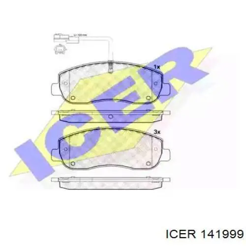 Колодки гальмівні передні, дискові 141999 Icer