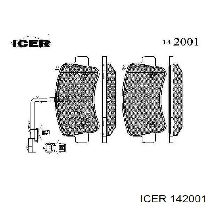 142001 Icer колодки гальмові задні, дискові
