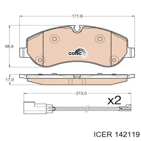 142119 Icer Передні гальмівні колодки