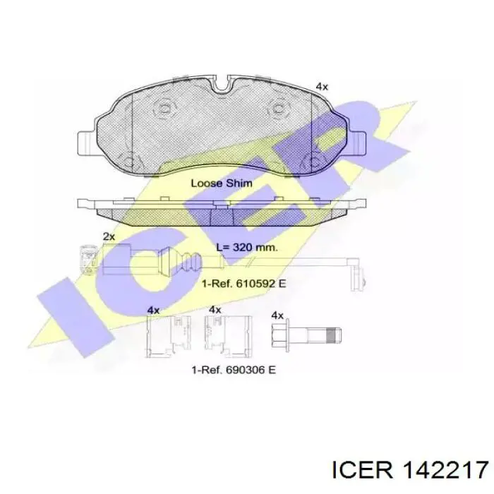 Купити 142217 Icer Колодки гальмівні передні, дискові