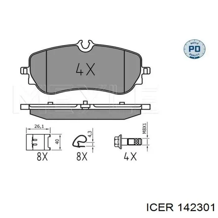 142301 Icer Колодки гальмівні задні, дискові