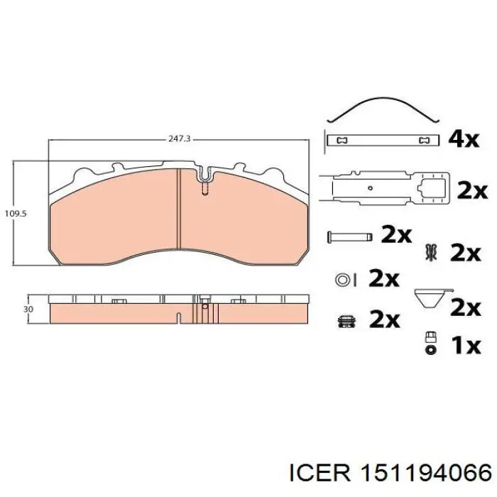Задні гальмівні колодки 151194066 Icer