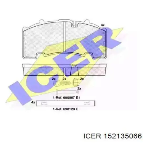 Колодки гальмові задні, дискові 152135066 Icer