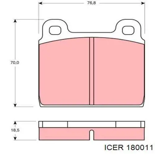 Колодки гальмівні передні, дискові 180011 Icer