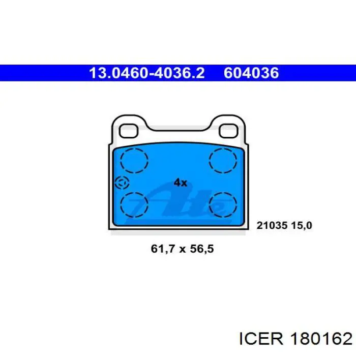 180162 Icer колодки гальмівні передні, дискові