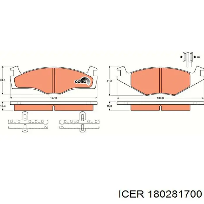 180281700 Icer колодки гальмівні передні, дискові