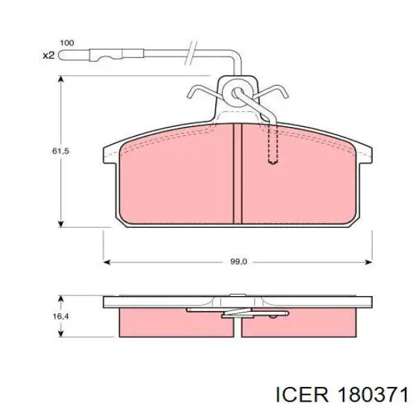 Колодки гальмівні передні, дискові 180371 Icer