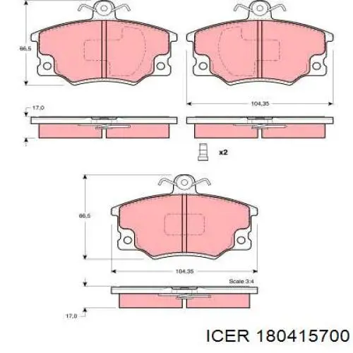 Гальмівні колодки Icer 180415700 ціна, від 16.47 USD