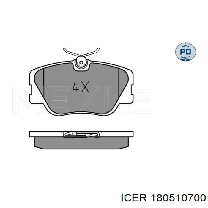 Колодки гальмівні передні, дискові 180510700 Icer