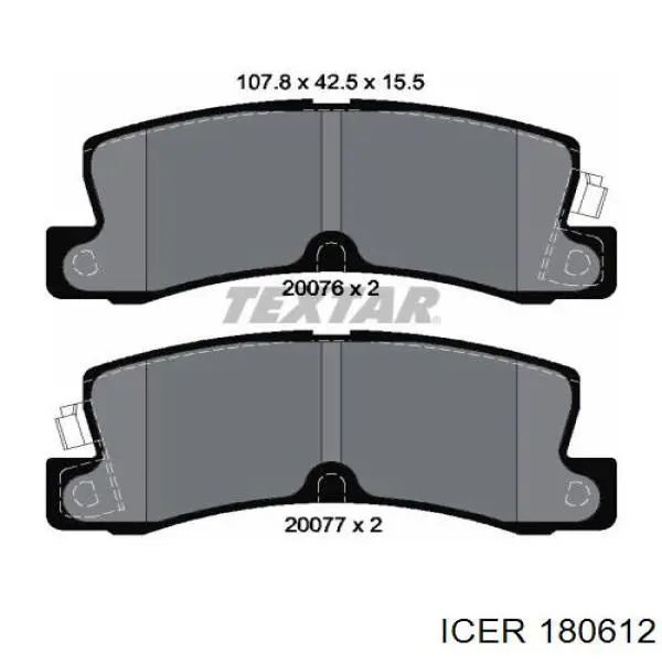 Колодки гальмові задні, дискові 180612 Icer