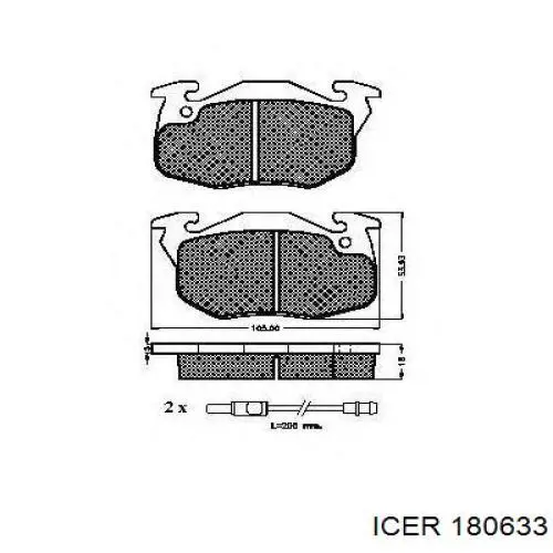 Колодки гальмівні передні, дискові 180633 Icer