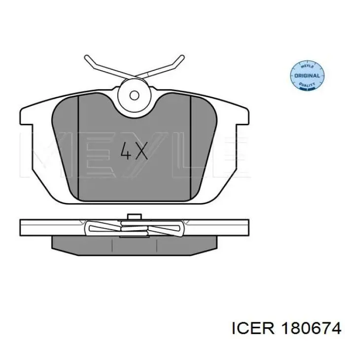 Задні гальмівні колодки Icer 180674 ціна, від 15.38 USD