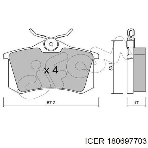 Купити 180697703 Icer Задні колодки