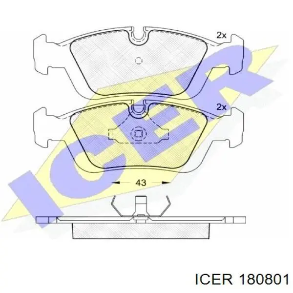 Колодки гальмівні передні, дискові 180801 Icer