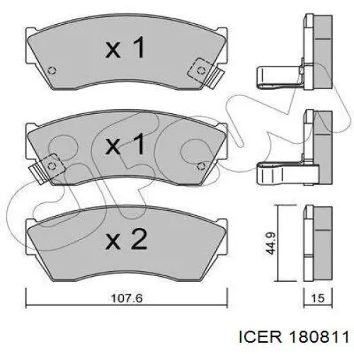 180811 Icer колодки гальмівні передні, дискові