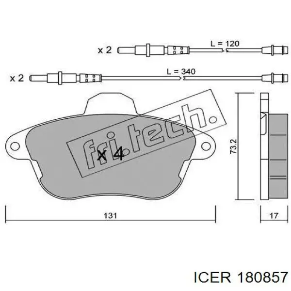 Колодки гальмівні передні, дискові 180857 Icer