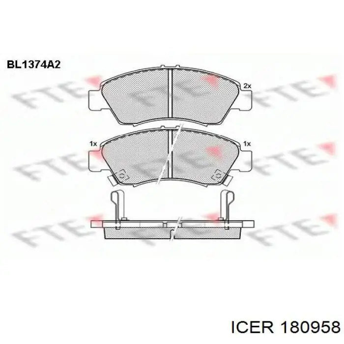 Гальмівні колодки Icer 180958 ціна, від 16.43 USD