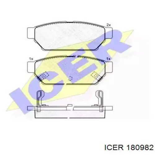 Задні гальмівні колодки Icer 180982 ціна, від 17.29 USD