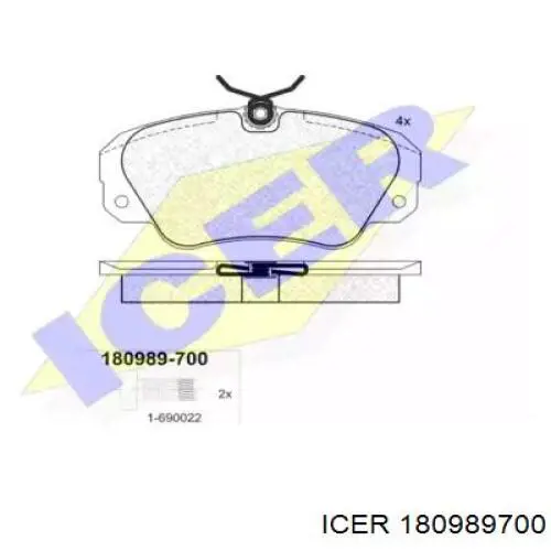 Колодки гальмівні передні, дискові 180989700 Icer