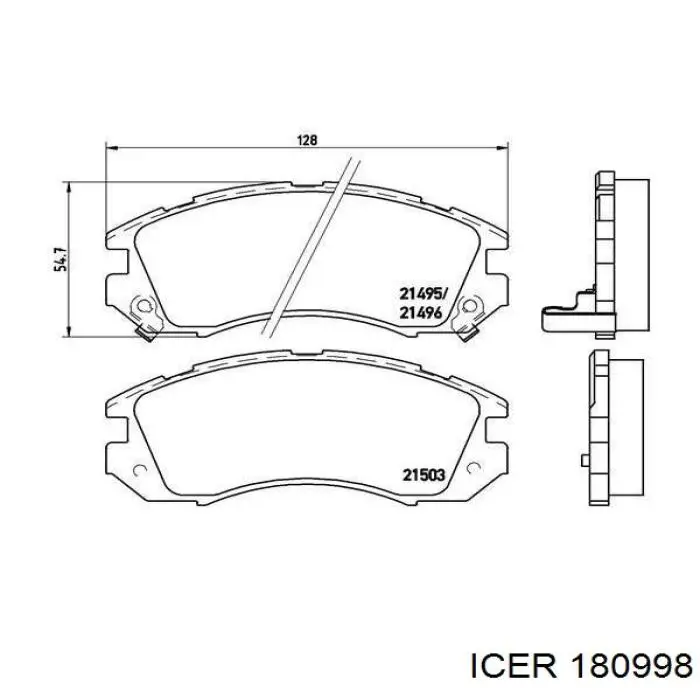 Колодки гальмівні передні, дискові 180998 Icer