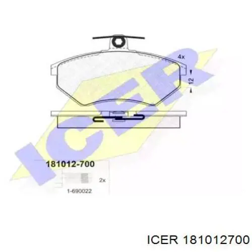 181012700 Icer колодки гальмівні передні, дискові
