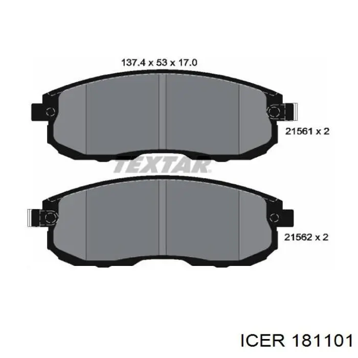 Колодки гальмівні передні, дискові 181101 Icer