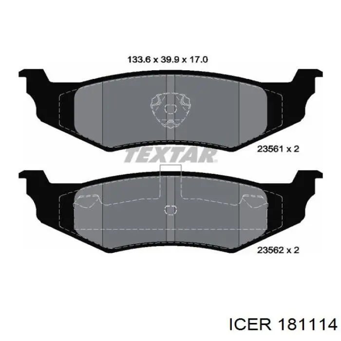 Задні гальмівні колодки Icer 181114 ціна, від 22.33 USD