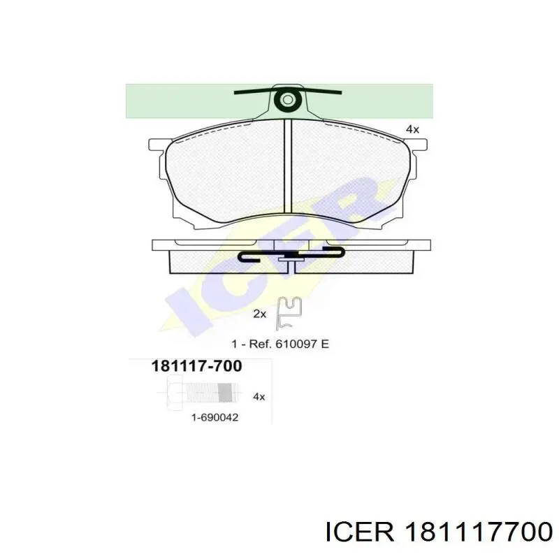 181117700 Icer колодки гальмівні передні, дискові