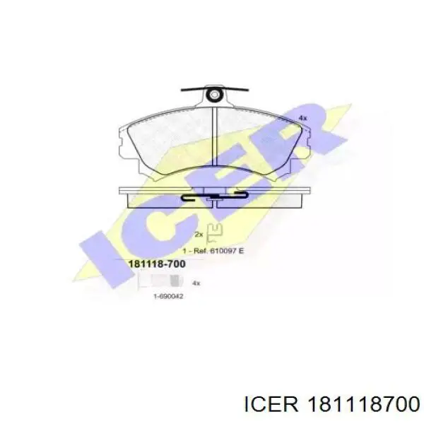 Колодки гальмівні передні, дискові 181118700 Icer