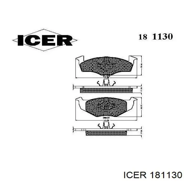 181130 Icer колодки гальмівні передні, дискові