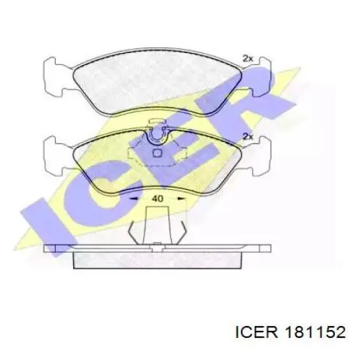 Колодки гальмівні передні, дискові 181152 Icer