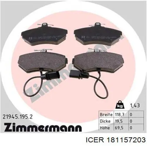 Тормозні колодки Icer 181157203