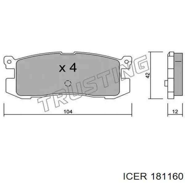 Колодки гальмові задні, дискові 181160 Icer