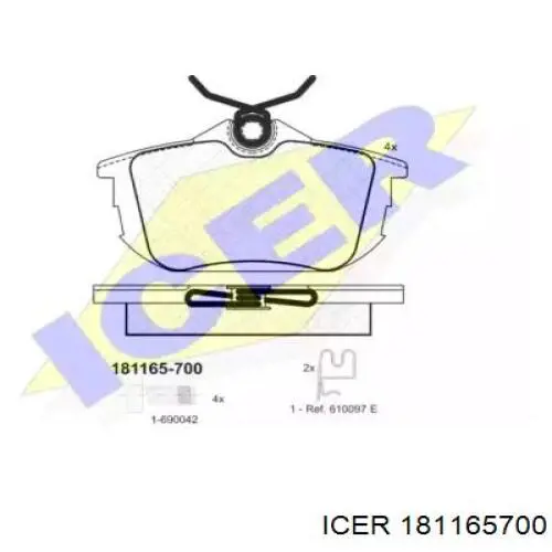 Колодки гальмові задні, дискові 181165700 Icer