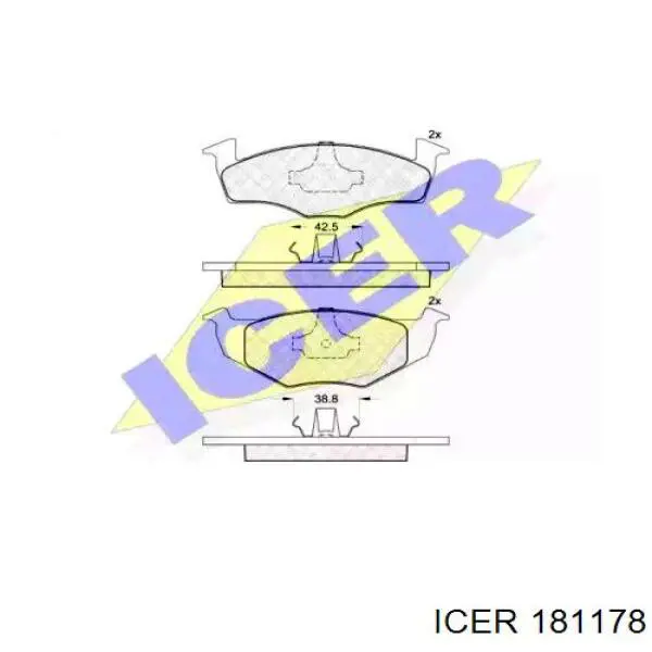 181178 Icer колодки гальмівні передні, дискові