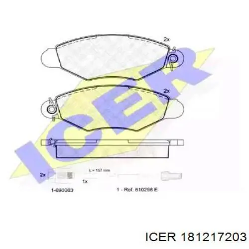 Колодки гальмівні передні, дискові 181217203 Icer