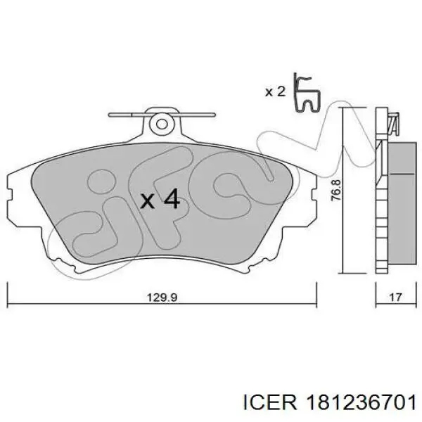 Купити 181236701 Icer Колодки гальмівні передні, дискові