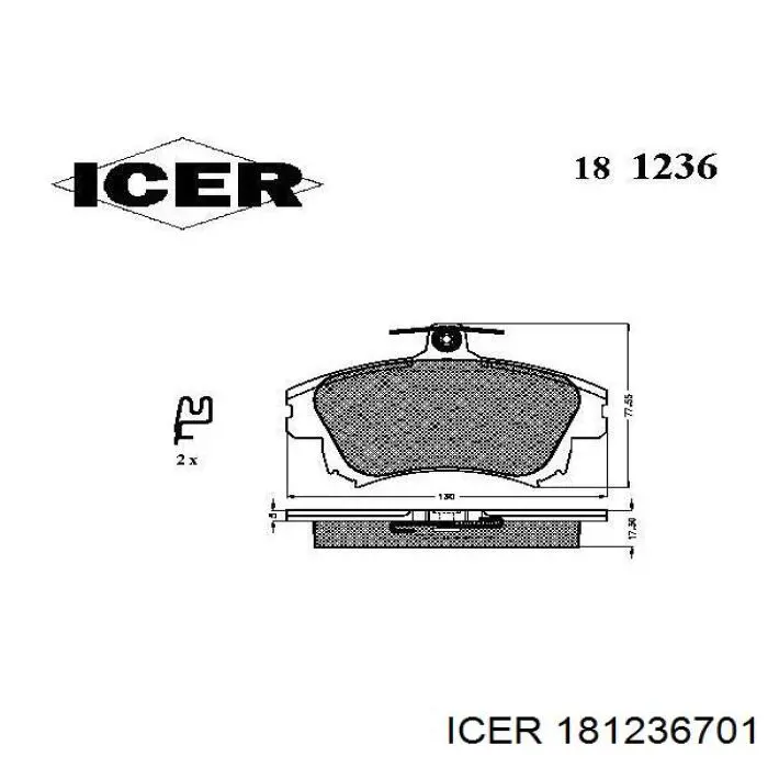 181236701 Icer колодки гальмівні передні, дискові