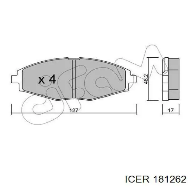 Передні тормозні колодки 181262 Icer