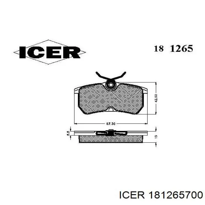 Колодки гальмові задні, дискові 181265700 Icer