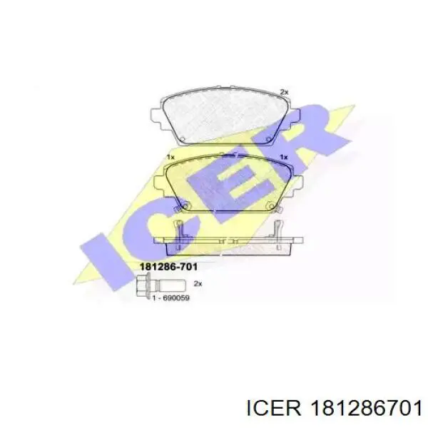 Колодки гальмівні передні, дискові 181286701 Icer