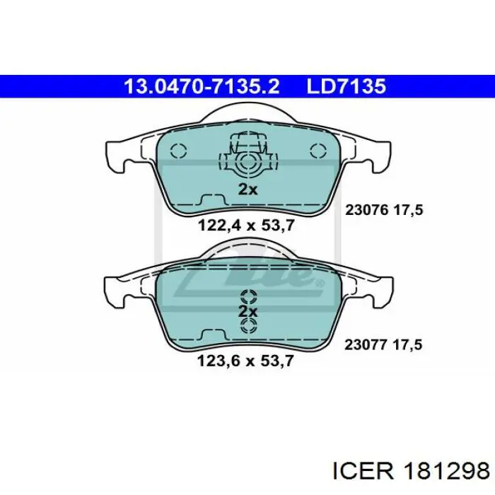 Задні гальмівні колодки 181298 Icer
